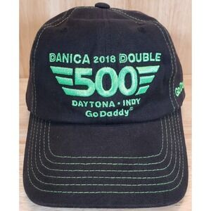 Danica Patrick 2018 Double Daytona Indy 500 GoDaddy Hat Black Neon Green CFS Cap